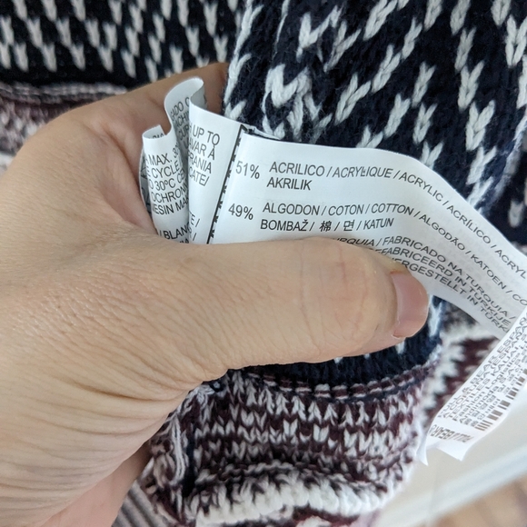 Pull & Bear Knit Open Cardigan Striped Multicolor Fringe Blue Maroon Size S - Picture 5 of 6